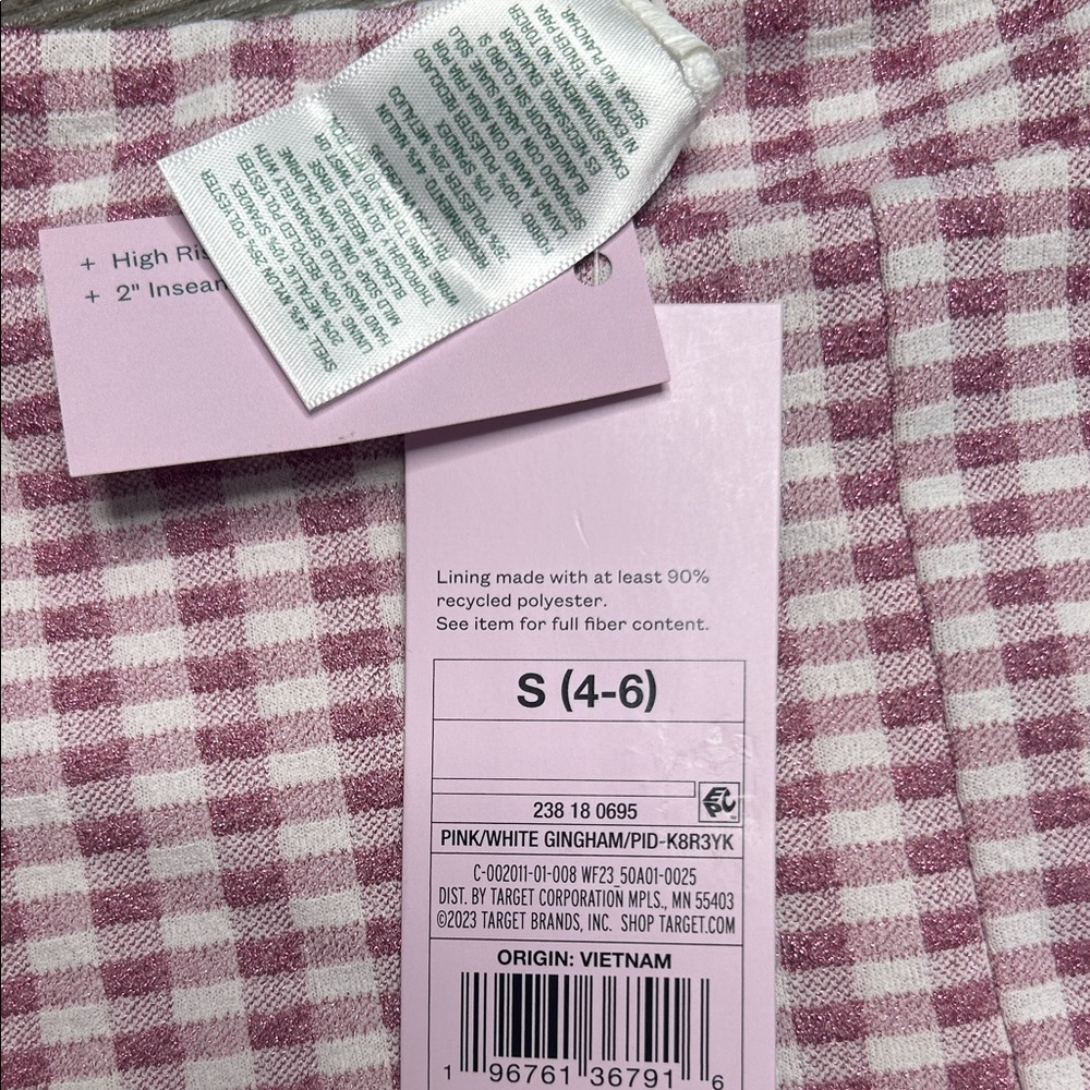 NWT Pink Gingham Shimmer Shorts - Picture 7 of 9